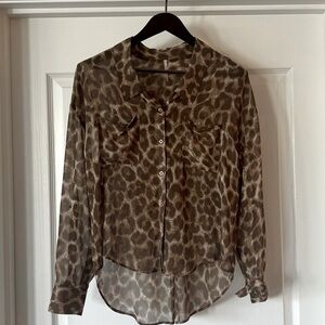 Free People Leopard Print Blouse - Brown and Tan